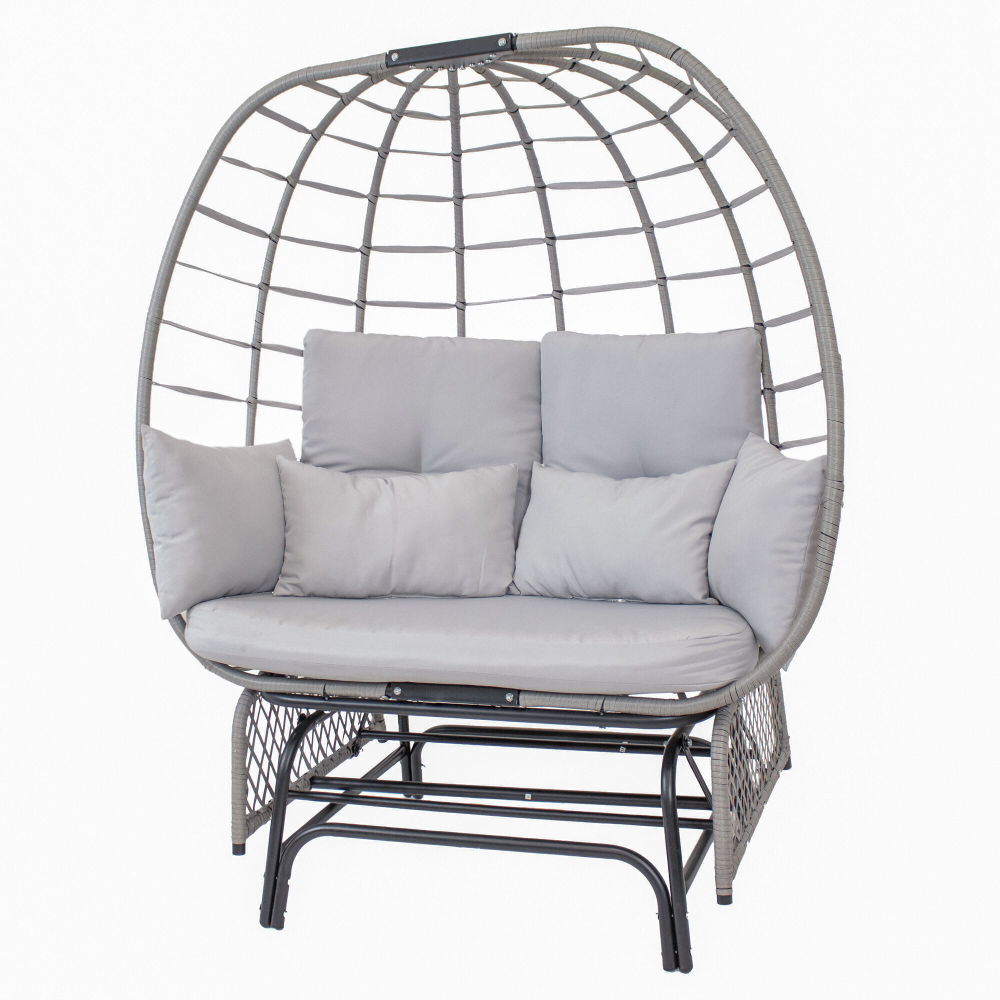 Sunnydaze Decor, Double Egg Chair Glider - Gray, Primary Color Gray, Material Resin Wicker, Width 50.25 in, Model# DL-912